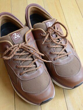 ZEBA Men's 13 Hands Free Brown Leather Sneakers Comfort Walking Tennis Shoes